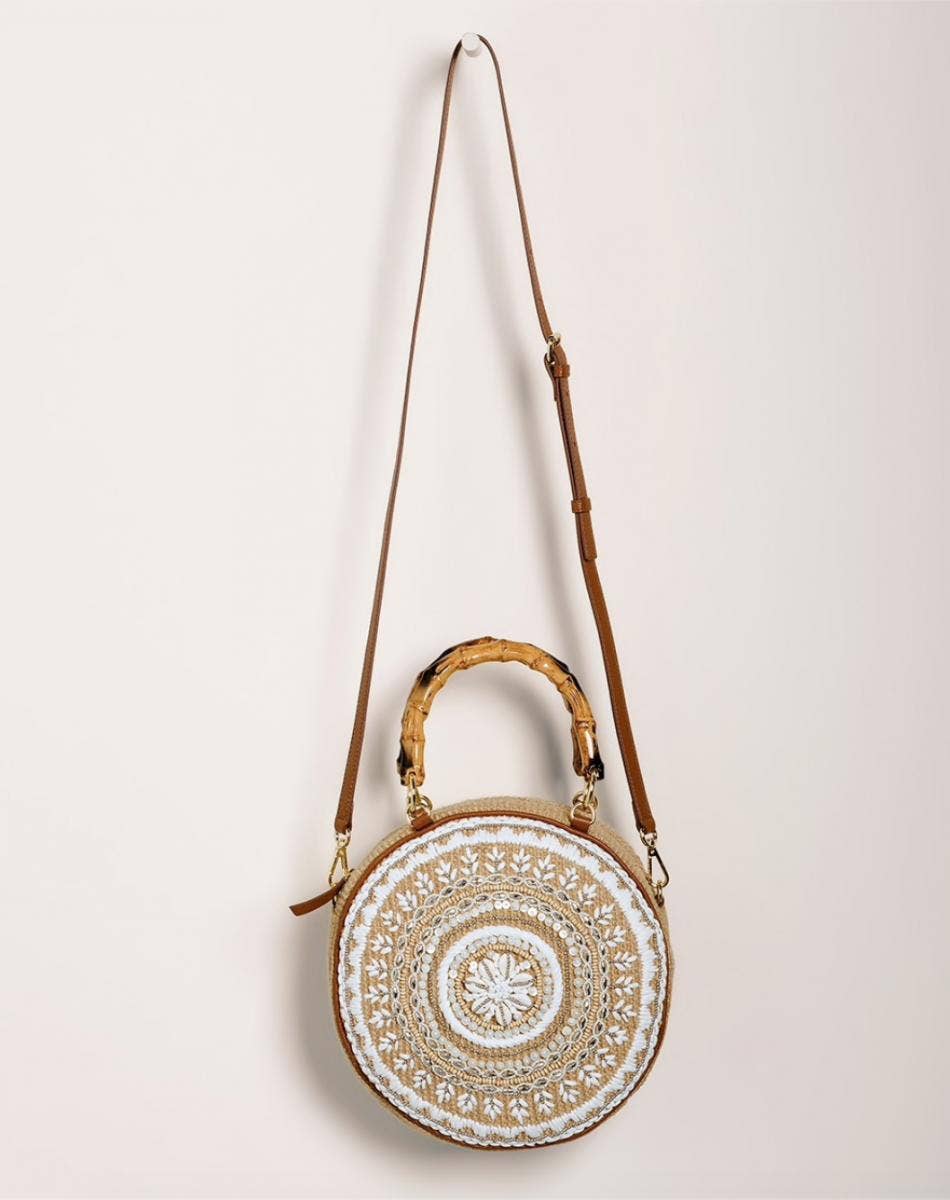 Faux-Shell Crossbody Circle Bag