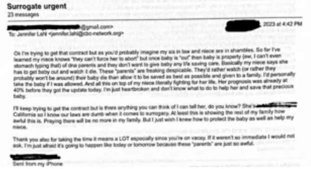email surrogate terminate pregnancy