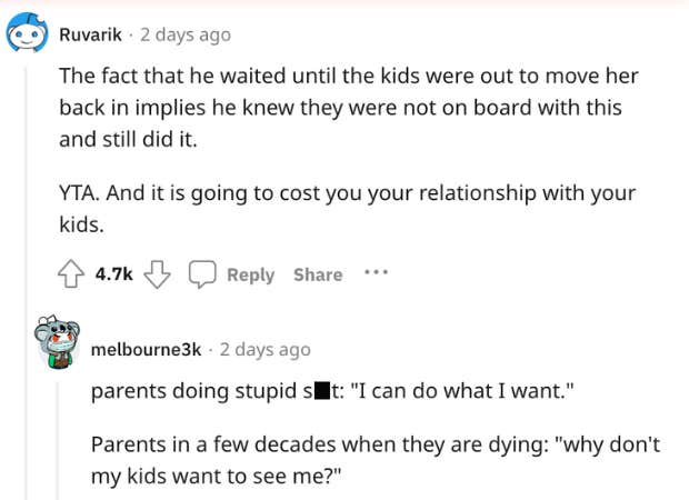 story about how dad is moving his girlfriend in against his kids' wishes