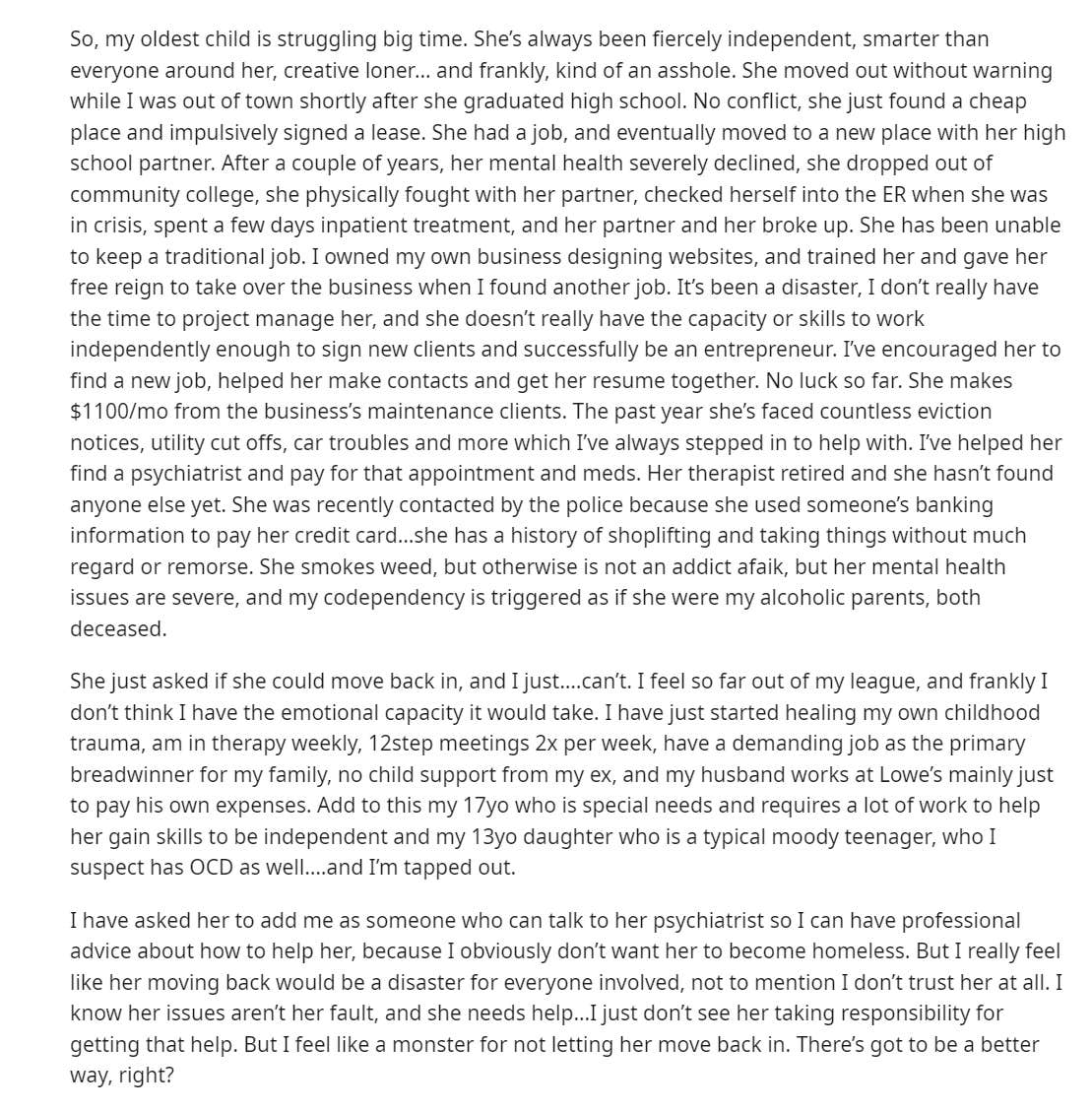 i don't want my adult child 22 to move back in reddit post