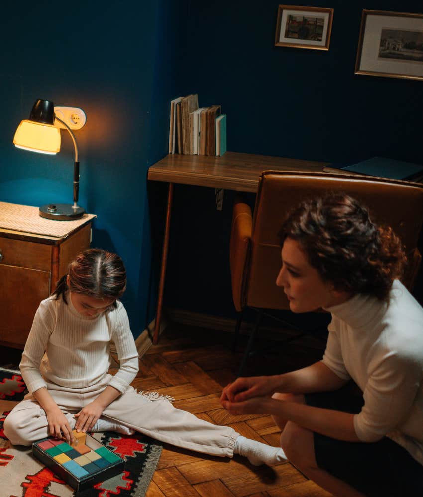 babysitter with child