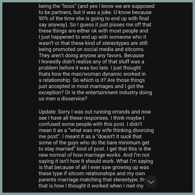 man upset about his wife's reasons for divorcing him