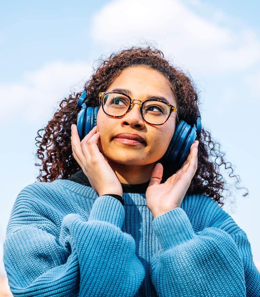 woman wearing headphones